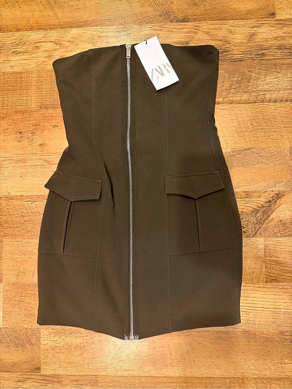 ZARA Strapless Utility Cargo Dress Mini Size Small